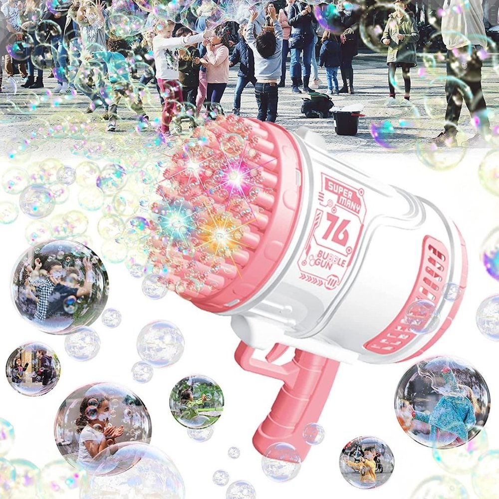 New Super Bubble Gun Machine Pink Ages 3+ Toy